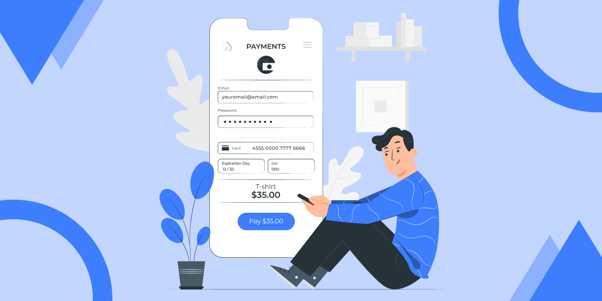 Illustration of a man with a smartphone