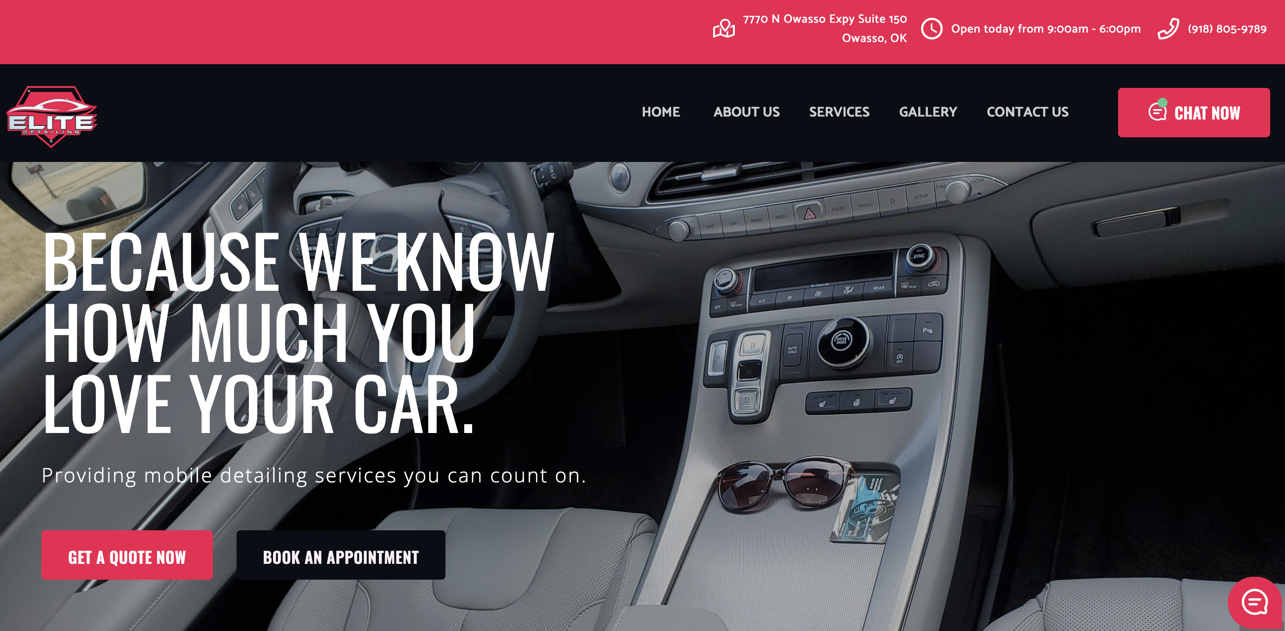 Sitio web de Elite Detailing.